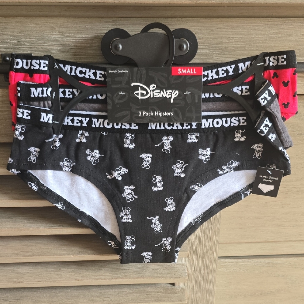 Disney Mickey Mouse Women 💜 Underwear - Black, Gray, Red 3 Pack